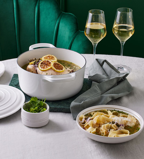 One-Pot Poached Lemon and Caper Chicken